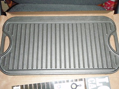 Cast iron griddle washed and dried.