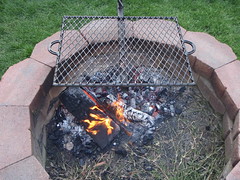 Swing out campfire grill grate