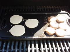 Barbecued sourdough pancakes!