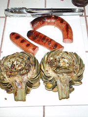 Grilled Aritchokes and Sausage