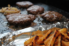 English Muffin Burgers on the Island Grillstone