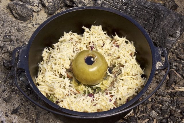 Adding Gouda cheese to the chicken cordon bleu | Cooking-Outdoors.com | Gary House