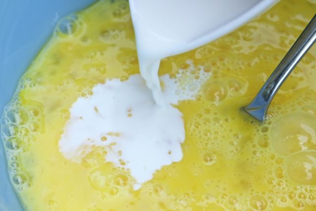 Adding half and half to eggs | Cooking-Outdoors.com | Gary House