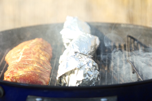 Cherry wood smoked baby back ribs on the Weber grill | Cooking-Outdoors.com | Gary House