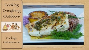 Grilled Halibut with Lemon Caper sauce