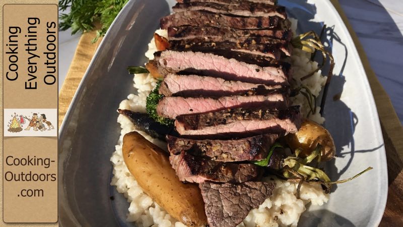 Grilled Steak, Roasted Vegetables and Risotto on the Grill