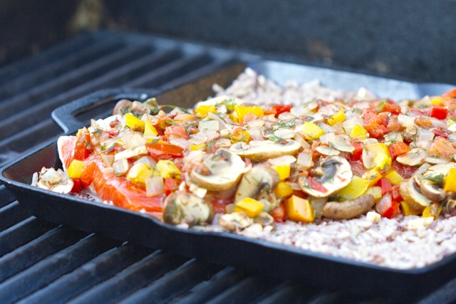 Grilling Baked Dilled Salmon on Rice Recipe