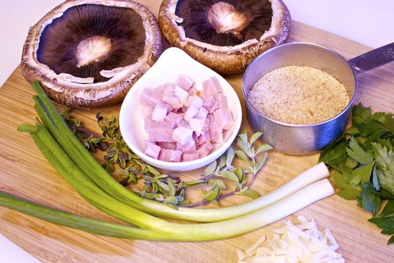 Ham and Herb Stuffed Portabella Mushrooms on the Grill Recipe