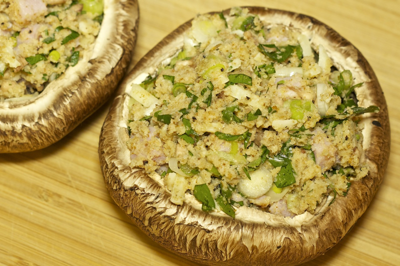 Ham and Herb Stuffed Portabella Mushrooms on the Grill Recipe