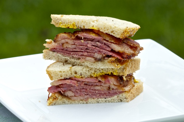 Honey Mustard Crusted Baked Corned Beef Sandwich