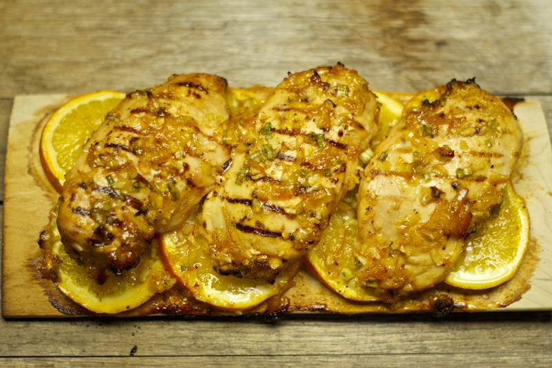 Orange Glazed Planked Chicken Breast Recipe