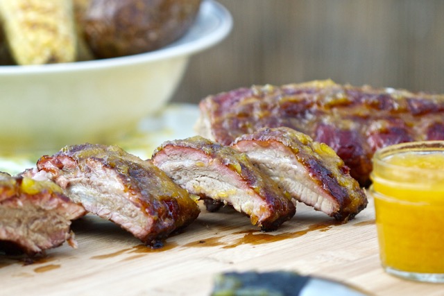 BBQ Baby Back Ribs with Orange Mango BBQ Sauce