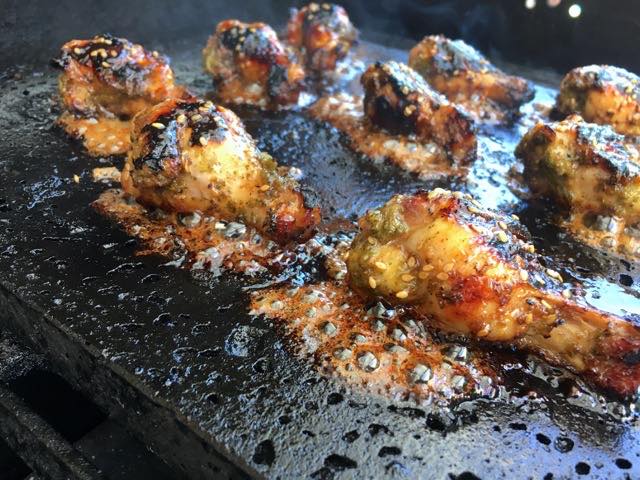 Orange Sriracha Chicken Drumettes ready for glazing | Cooking-Outdoors.com | Gary House
