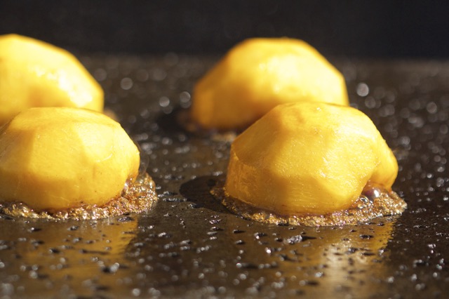 Peaches cooking on the Island Grillstone | Cooking-Outdoors.com | Gary House