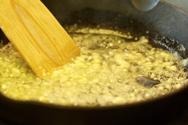 Saute the minced garlic