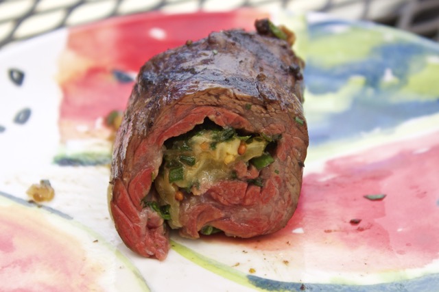 Skirt Steak with camelized onions, mustard and San Andreas cheese | Traveling4Food | Gary House