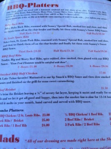 Sonneys BBQ Shack - menu 1 | Cooking-Outdoors.com | Traveling 4 Food | Gary House