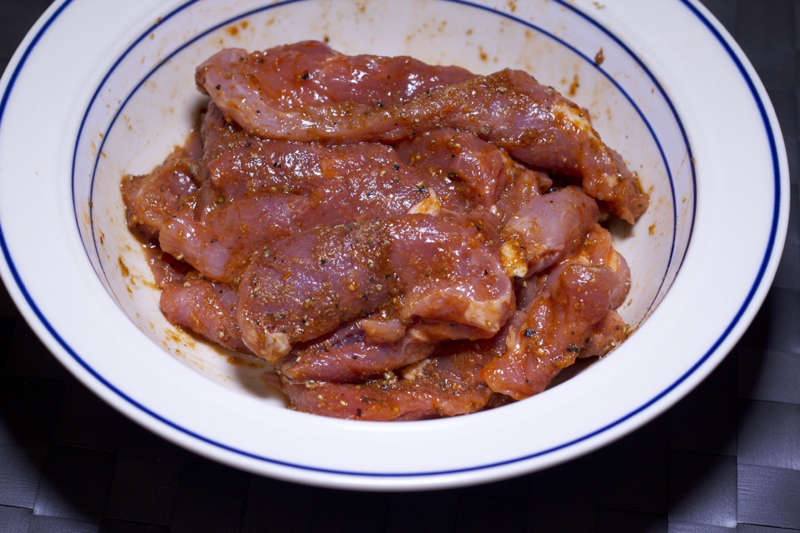 Brown Sugar mixture and Pork tenderloin strips