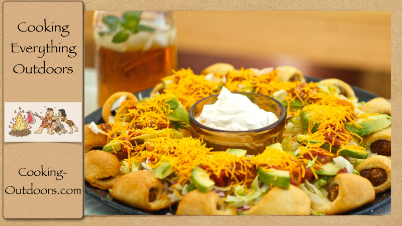 Taco Meatball Ring Appetizer on the Grill Dome