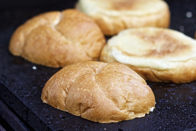 Toasting Hamburger Buns on the Island Grillstone | Cooking-Outdoors.com | Gary House