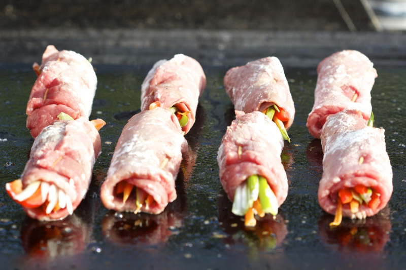 Vegetable-Stuffed Beef Rolls on the Island Grillstone