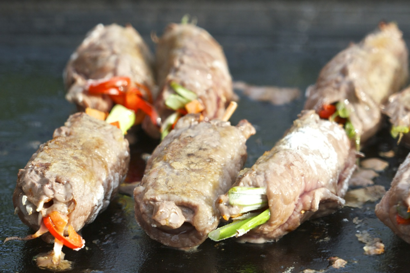 Vegetable-Stuffed Beef Rolls on the Island Grillstone