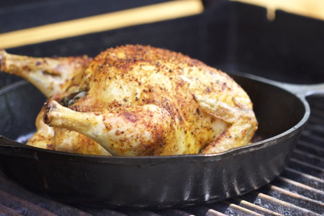Whole chicken after 15 minutes on the grill | Cooking-Outdoors.com | Gary House